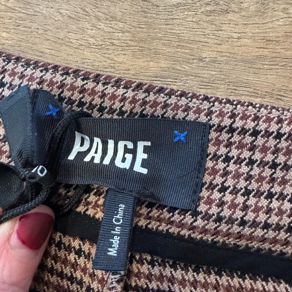 PAIGE Brown Houndstooth High Waist Wide Leg Pants Size 10 NWOT - Picture 8 of 10